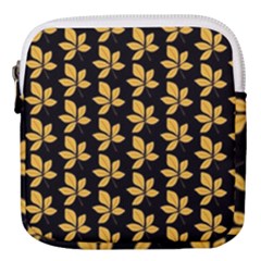Orange And Black Leaves Mini Square Pouch by ConteMonfrey