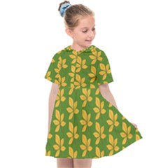Orange Leaves Green Kids  Sailor Dress by ConteMonfrey