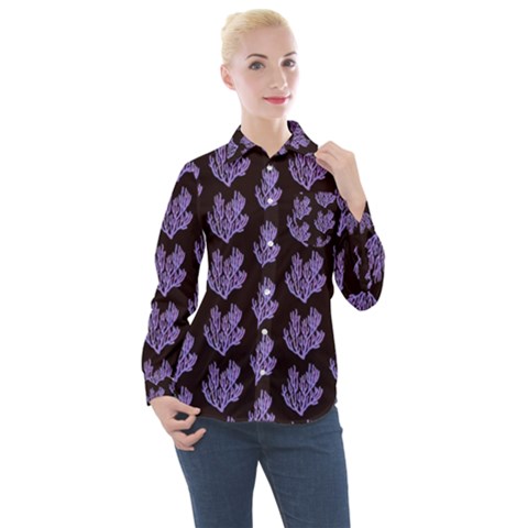 Black Seaweed Women s Long Sleeve Pocket Shirt by ConteMonfrey