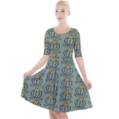 Cactus Green Quarter Sleeve A-line Dress by ConteMonfrey