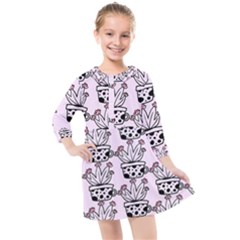 Lovely Cactus With Flower Kids  Quarter Sleeve Shirt Dress by ConteMonfrey
