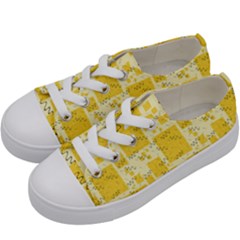 Party Confetti Yellow Squares Kids  Low Top Canvas Sneakers by Wegoenart