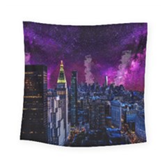 New York Manhattan Skyline Cityscape Downtown Square Tapestry (small) by Wegoenart