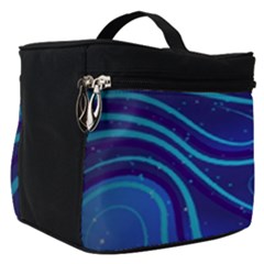 Wavy Abstract Blue Make Up Travel Bag (small) by Ravend