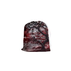 Tree Red Nature Abstract Mood Drawstring Pouch (xs) by Ravend