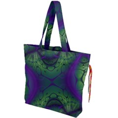 Abstract Fractal Art Pattern Drawstring Tote Bag by Ravend