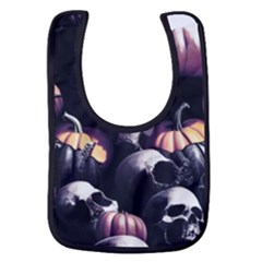 Halloween Party Skulls, Demonic Pumpkins Pattern Baby Bib by Casemiro