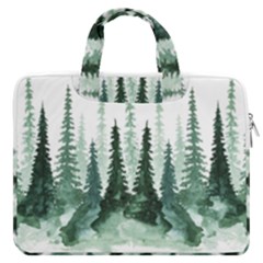 Tree Watercolor Painting Pine Forest Green  Nature Macbook Pro 16  Double Pocket Laptop Bag 