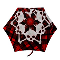 Punk Plaid Skull Mini Folding Umbrellas