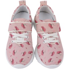 Flowers Pattern Pink Background Kids  Velcro Strap Shoes by Wegoenart
