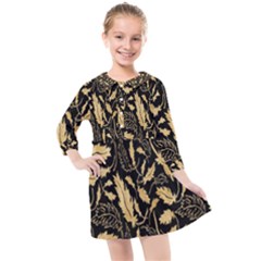 Natura Premium Golden Leaves Kids  Quarter Sleeve Shirt Dress by ConteMonfrey