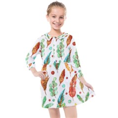 Watercolor Nature Glimpse  Kids  Quarter Sleeve Shirt Dress by ConteMonfrey