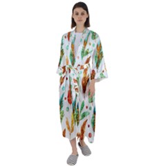 Watercolor Nature Glimpse  Maxi Satin Kimono by ConteMonfrey