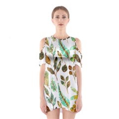 Leaves And Feathers - Nature Glimpse Shoulder Cutout One Piece Dress by ConteMonfrey