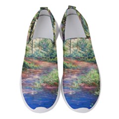 Abstract Forest Green Jungle Psychedelic Art Nature Women s Slip On Sneakers by Wegoenart