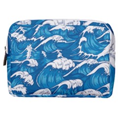 Storm Waves Seamless Pattern Raging Ocean Water Sea Wave Vintage Japanese Storms Print Illustration Make Up Pouch (medium) by BangZart