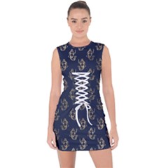 Gold Mermaids Silhouettes Lace Up Front Bodycon Dress by ConteMonfrey