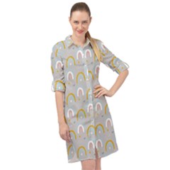 Rainbow Pattern Long Sleeve Mini Shirt Dress by ConteMonfrey