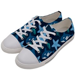 Whale And Starfish  Women s Low Top Canvas Sneakers by ConteMonfrey