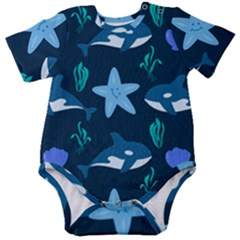 Whale And Starfish  Baby Short Sleeve Onesie Bodysuit by ConteMonfrey