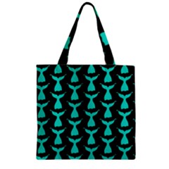 Blue Mermaid Tail Black Zipper Grocery Tote Bag by ConteMonfrey