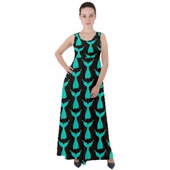 Blue Mermaid Tail Black Empire Waist Velour Maxi Dress by ConteMonfrey