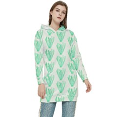 Watercolor Seaweed Women s Long Oversized Pullover Hoodie by ConteMonfrey