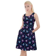 Skull Butterfly Knee Length Skater Dress With Pockets by ALIXE