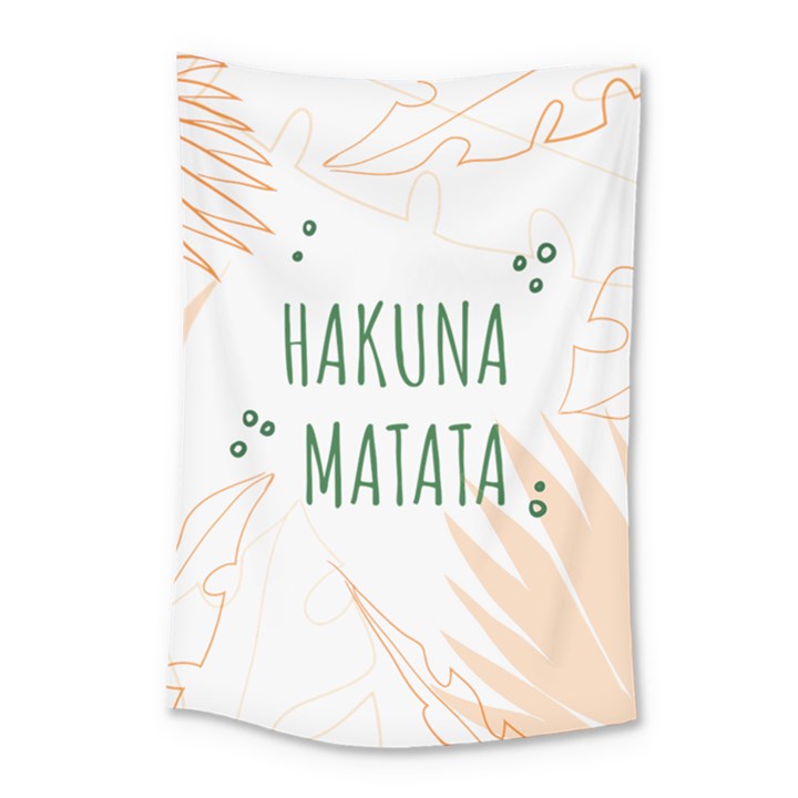 Hakuna Matata Tropical Leaves With Inspirational Quote Small Tapestry