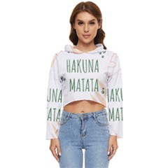 Hakuna Matata Tropical Leaves With Inspirational Quote Women s Lightweight Cropped Hoodie by Jancukart
