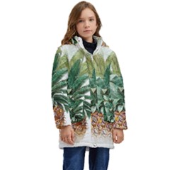 Pineapple Pattern Background Seamless Vintage Kid s Hooded Longline Puffer Jacket by Wegoenart