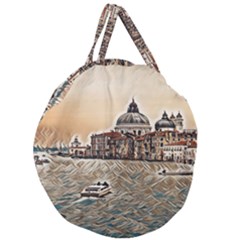 Boat In Venice San Mark`s Basilica - Italian Tour Vintage Giant Round Zipper Tote by ConteMonfrey