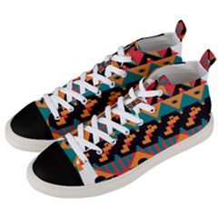 Tribal Pattern Seamless Border Men s Mid-top Canvas Sneakers