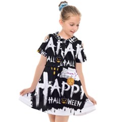 Happy Halloween Kids  Short Sleeve Shirt Dress by Jancukart