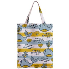 Cartoon Whale Seamless Background Zipper Classic Tote Bag by Jancukart