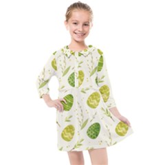Easter Green Eggs  Kids  Quarter Sleeve Shirt Dress by ConteMonfrey
