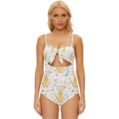 Easter Garden   Knot Front One-piece Swimsuit by ConteMonfrey