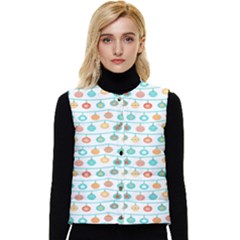 Christmas Textur 02 Women s Short Button Up Puffer Vest by artworkshop
