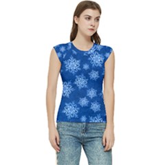 Snowflakes And Star Patterns Blue Snow Women s Raglan Cap Sleeve Tee by artworkshop