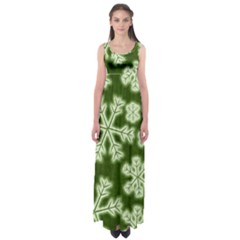 Snowflakes And Star Patterns Green Frost Empire Waist Maxi Dress by artworkshop