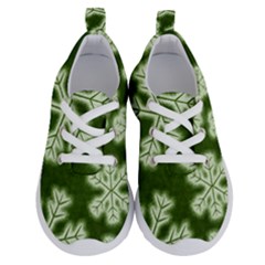 Snowflakes And Star Patterns Green Frost Running Shoes by artworkshop