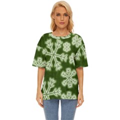 Snowflakes And Star Patterns Green Frost Oversized Basic Tee by artworkshop