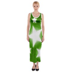 Snowflakes And Star Patterns Green Stars Fitted Maxi Dress by artworkshop