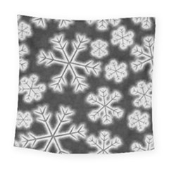 Snowflakes And Star Patterns Grey Frost Square Tapestry (large) by artworkshop
