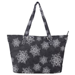 Snowflakes And Star Patterns Grey Snow Full Print Shoulder Bag by artworkshop