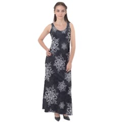 Snowflakes And Star Patterns Grey Snow Sleeveless Velour Maxi Dress by artworkshop