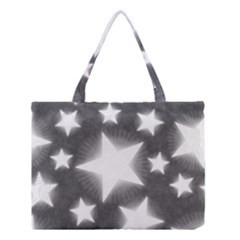 Snowflakes And Star Patterns Grey Stars Medium Tote Bag by artworkshop