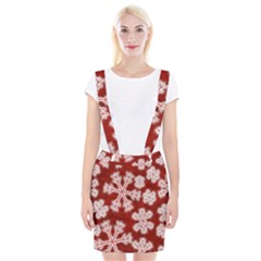 Snowflakes And Star Patterns Red Frost Braces Suspender Skirt by artworkshop