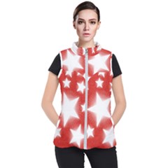 Snowflakes And Star Patterns Red Stars Women s Puffer Vest
