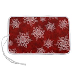 Snowflakes And Star Patternsred Snow Pen Storage Case (m) by artworkshop